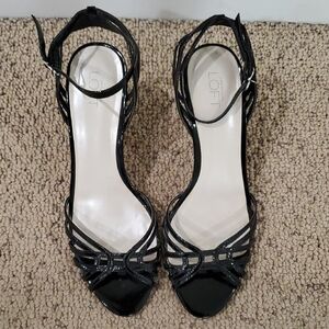LOFT Black Heeled Sandals with Strappy Design Womens Sz 9.5 NWOT